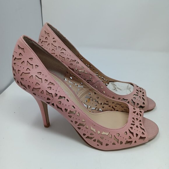 Enzo ANGIOLIN Megastar Pink Leather Cut Out Open Toe Heel Pump Size 9M - Picture 2 of 6